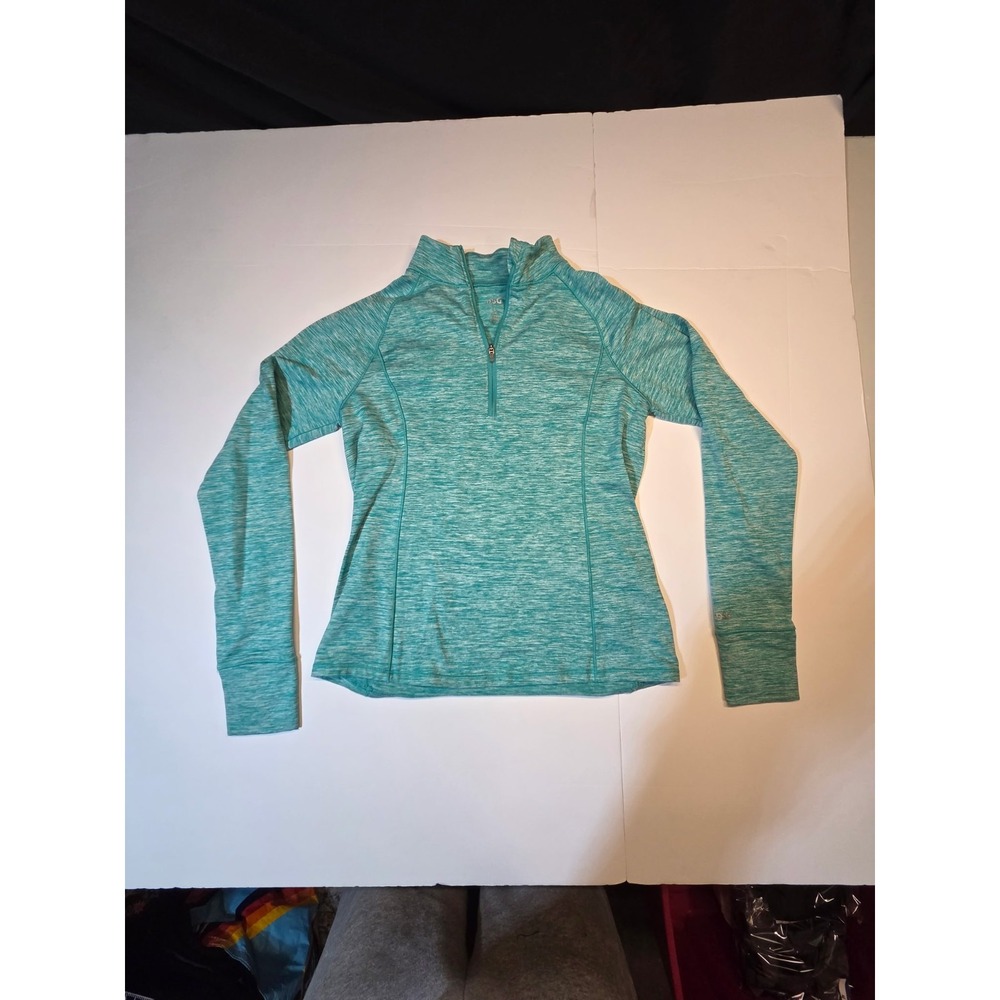 418 DSG Girls L 14 Teal Quarter Zip Long Sleeve Athletic Shirt Pullover